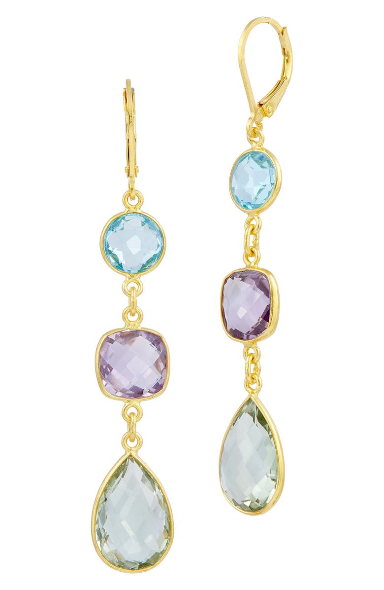 SAVVY CIE JEWELS Multi Stone Drop Earrings, Main, color, Yellow