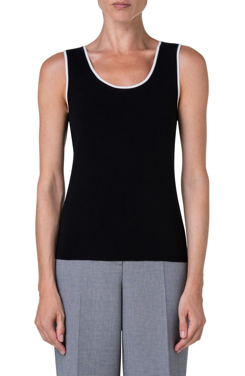 Akris punto Tipped Scoop Neck Tank, Main, color, 