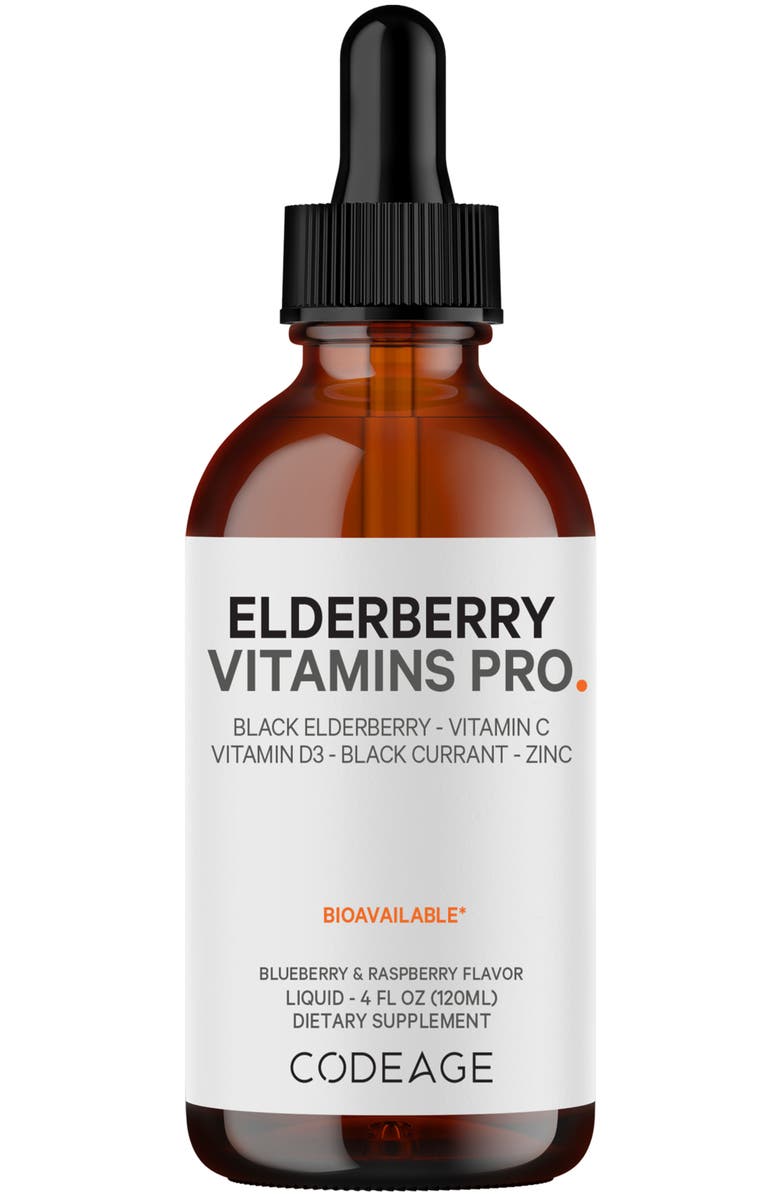 Codeage Black Elderberry Syrup Supplement for Kids & Adults, Main, color, White