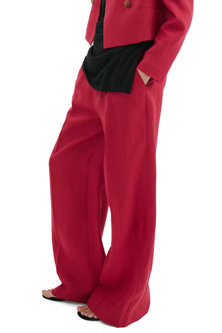 Straight Leg Linen Pants, Alternate, color, RED