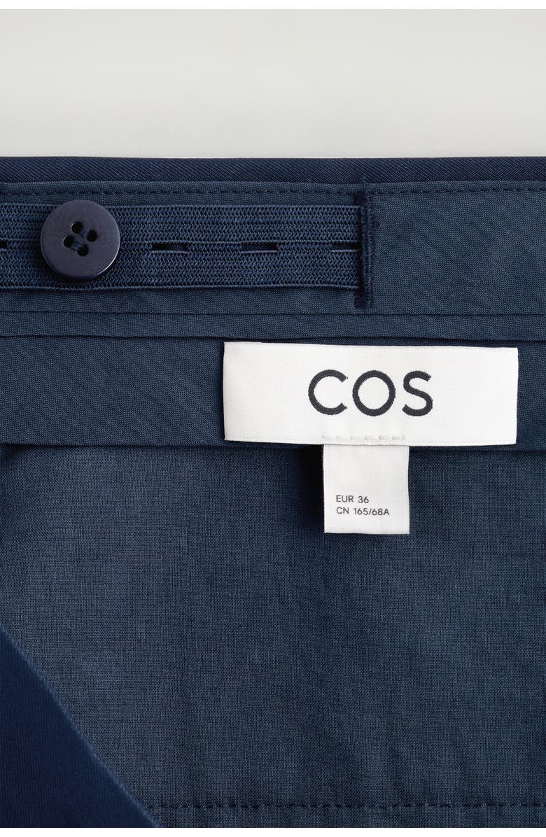 COS Draped Pleated Silk Straight-leg Trousers, Alternate, color, Navy