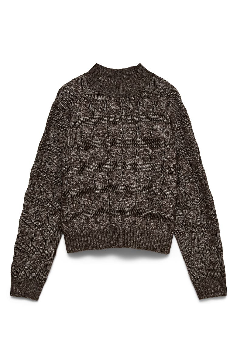 VERO MODA Virgo Cable Stripe Mock Neck Sweater, Alternate, color, Chocolate Torte