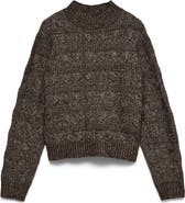 VERO MODA Virgo Cable Stripe Mock Neck Sweater