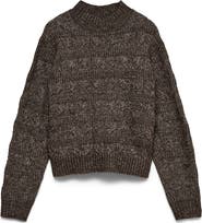 VERO MODA Virgo Cable Stripe Mock Neck Sweater