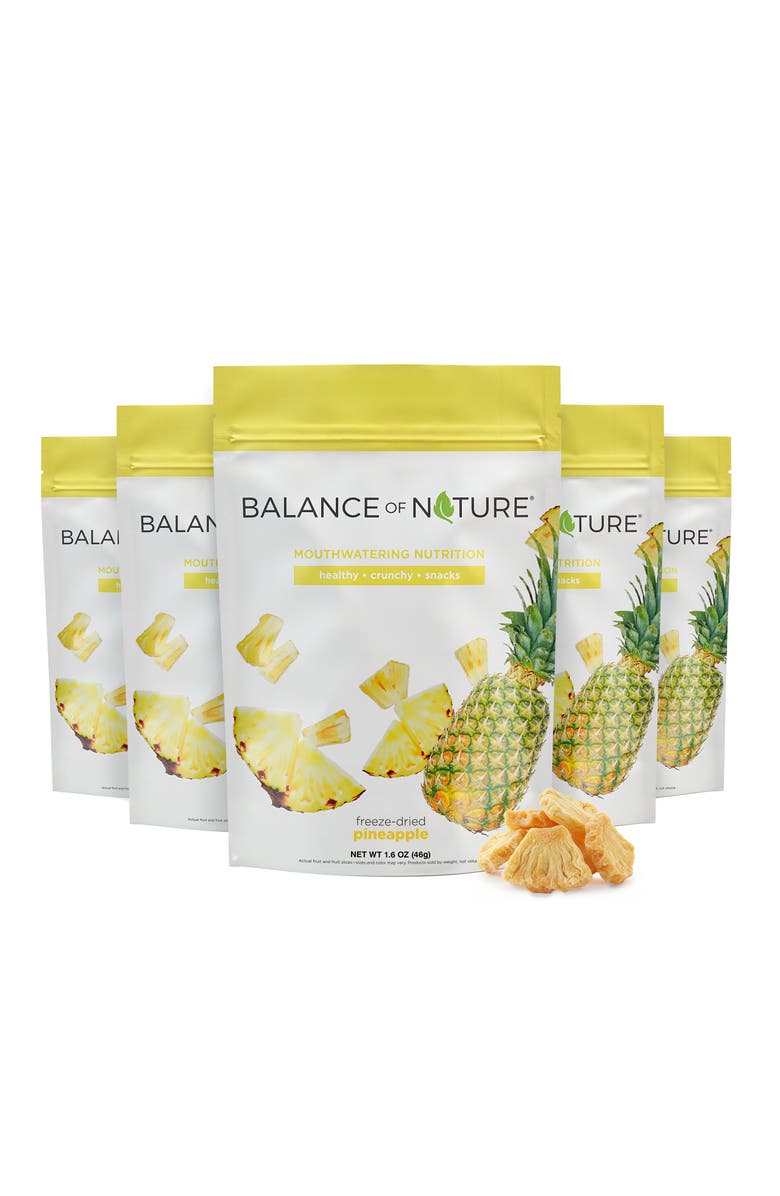 Balance of Nature Freeze Dried Pineapple Slices Real Fruit Snack Five Pack, Alternate, color, NO COLOR