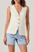 ASTR the Label Jayce Textured Cotton Button-Up Sweater Vest