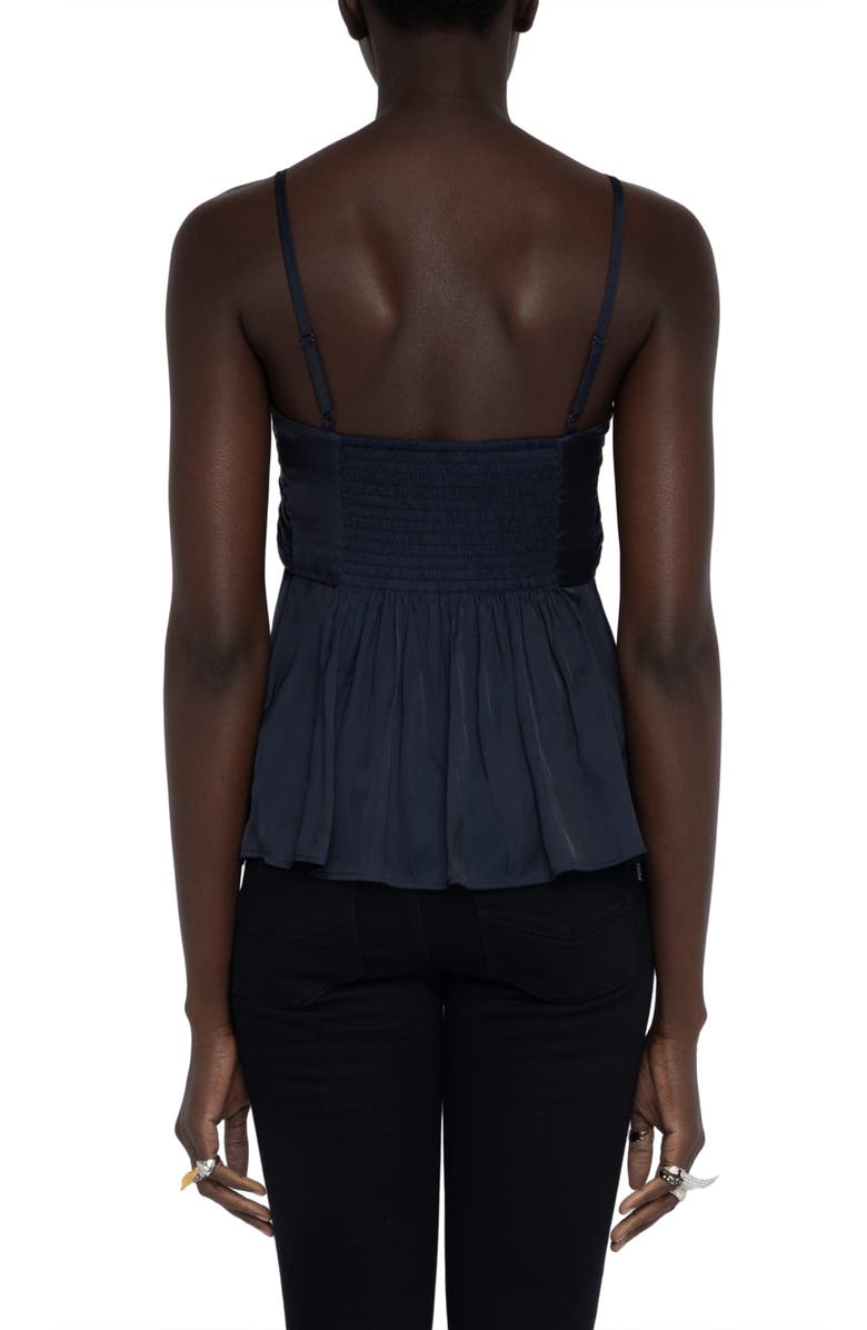 Zadig & Voltaire Cippie Pleated Satin Camisole, Alternate, color, Encre