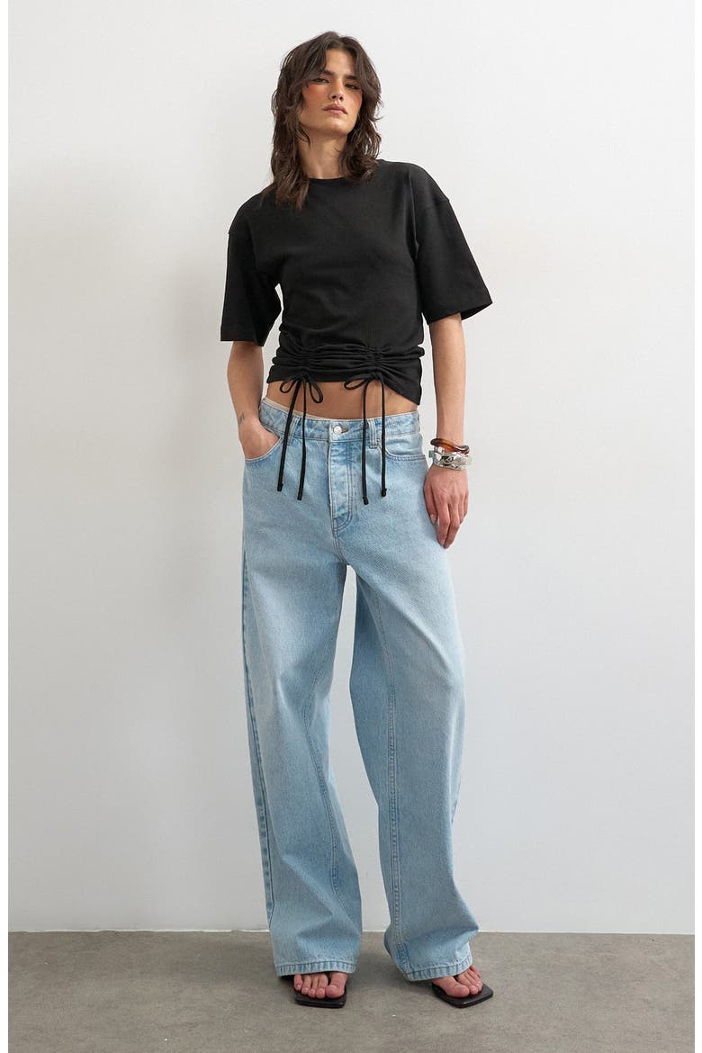Drawstring Hem T-Shirt, Alternate, color, BLACK