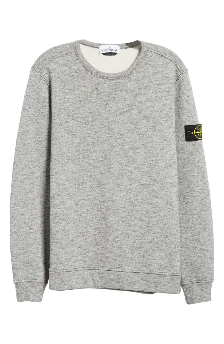 Stone Island Mélange Fleece Crewneck Sweatshirt, Alternate, color, 