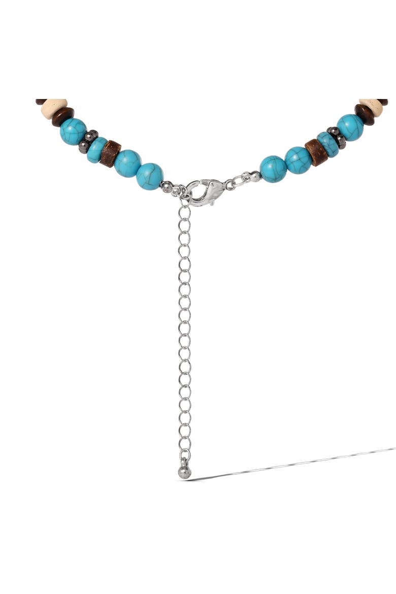 JS Jessica Simpson Beaded Layered Necklace in Turquoise and Amber Hues, Alternate, color, Multicolor