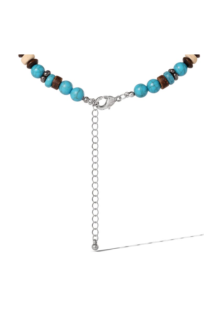 Jessica Simpson Beaded Layered Necklace in Turquoise and Amber Hues, Alternate, color, Multicolor