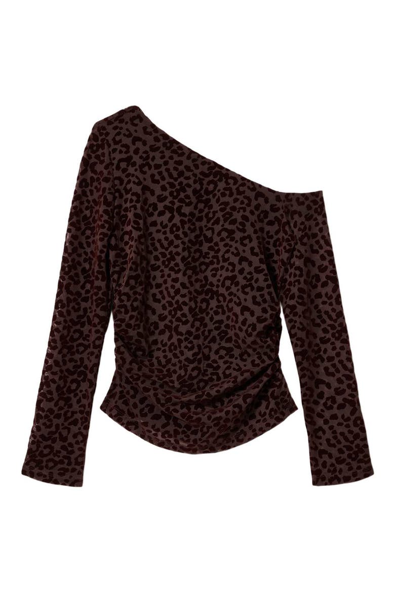 Mimi Off the Shoulder Leopard Print Top, Alternate, color, BROWN