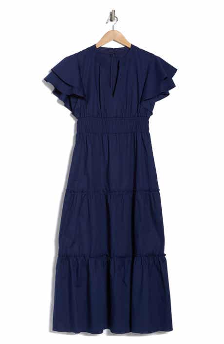 Julia Jordan Flutter Sleeve Tiered Midi Dress