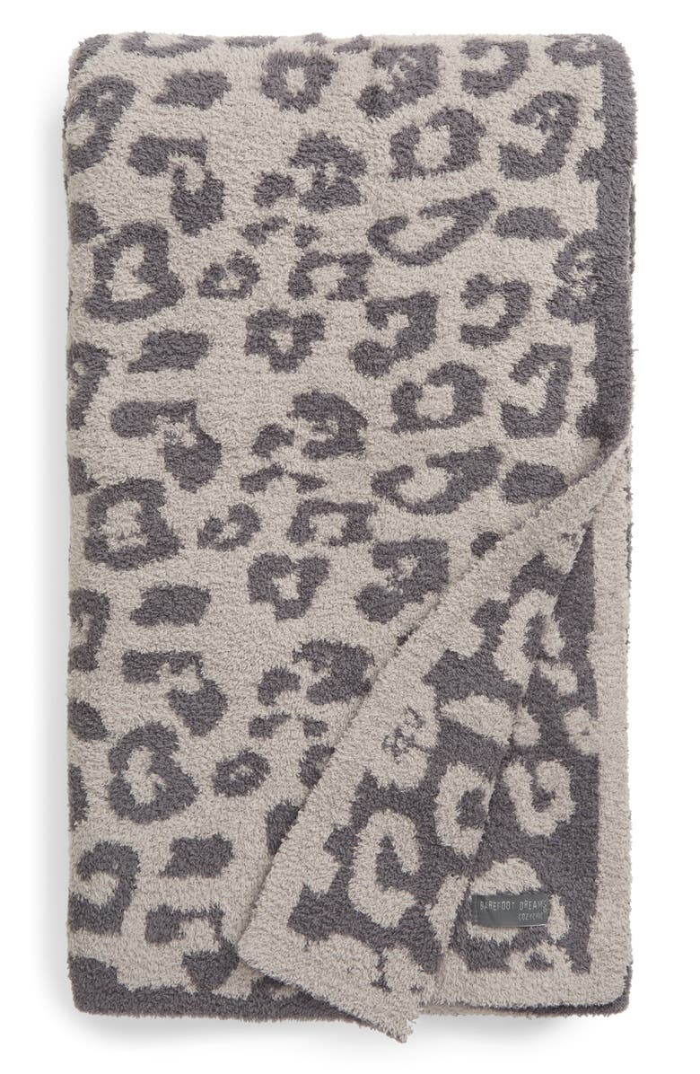 Barefoot Dreams<sup>®</sup> CozyChic<sup>®</sup> Leopard Print 54 x 72 Throw Blanket, Main, color, Linen/ Graphite