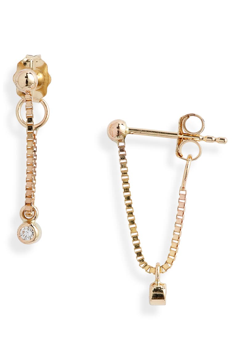 Diamond Bezel Chain Wrap Earrings, Main, color, YELLOW GOLD