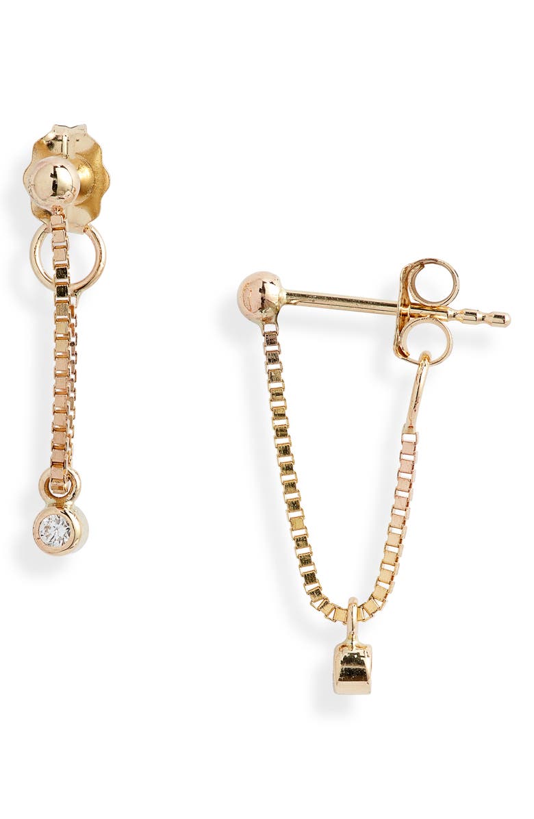 Poppy Finch Diamond Bezel Chain Wrap Earrings, Main, color, 