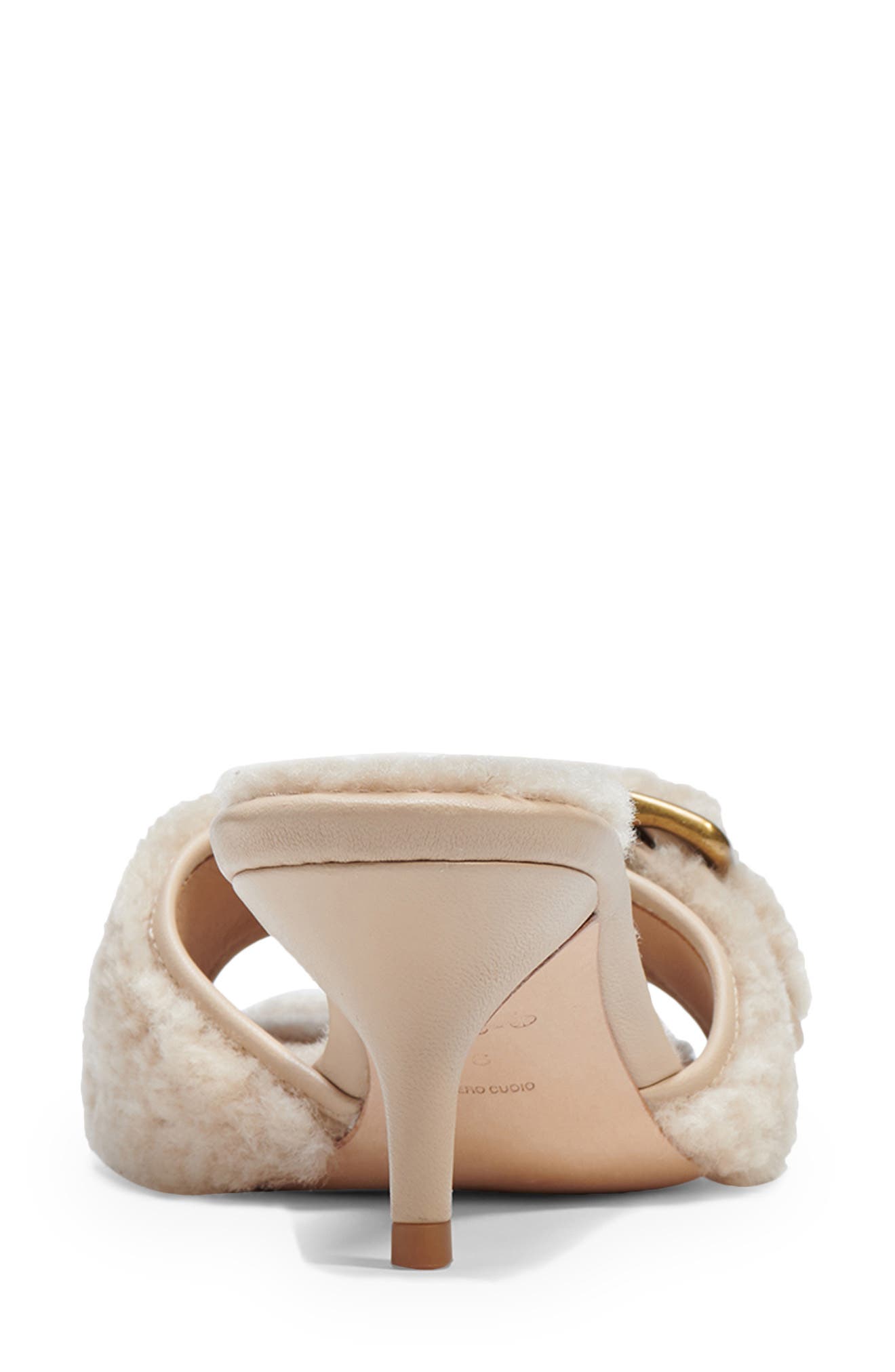 COACH Genuine Shearling Buckle Sandal, Alternate, color, 