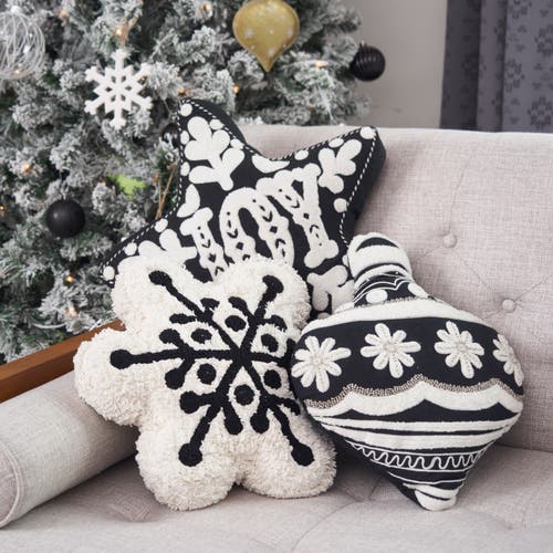 Carol & Frank Scarlett Snowflake Shaped Throw Pillow In White