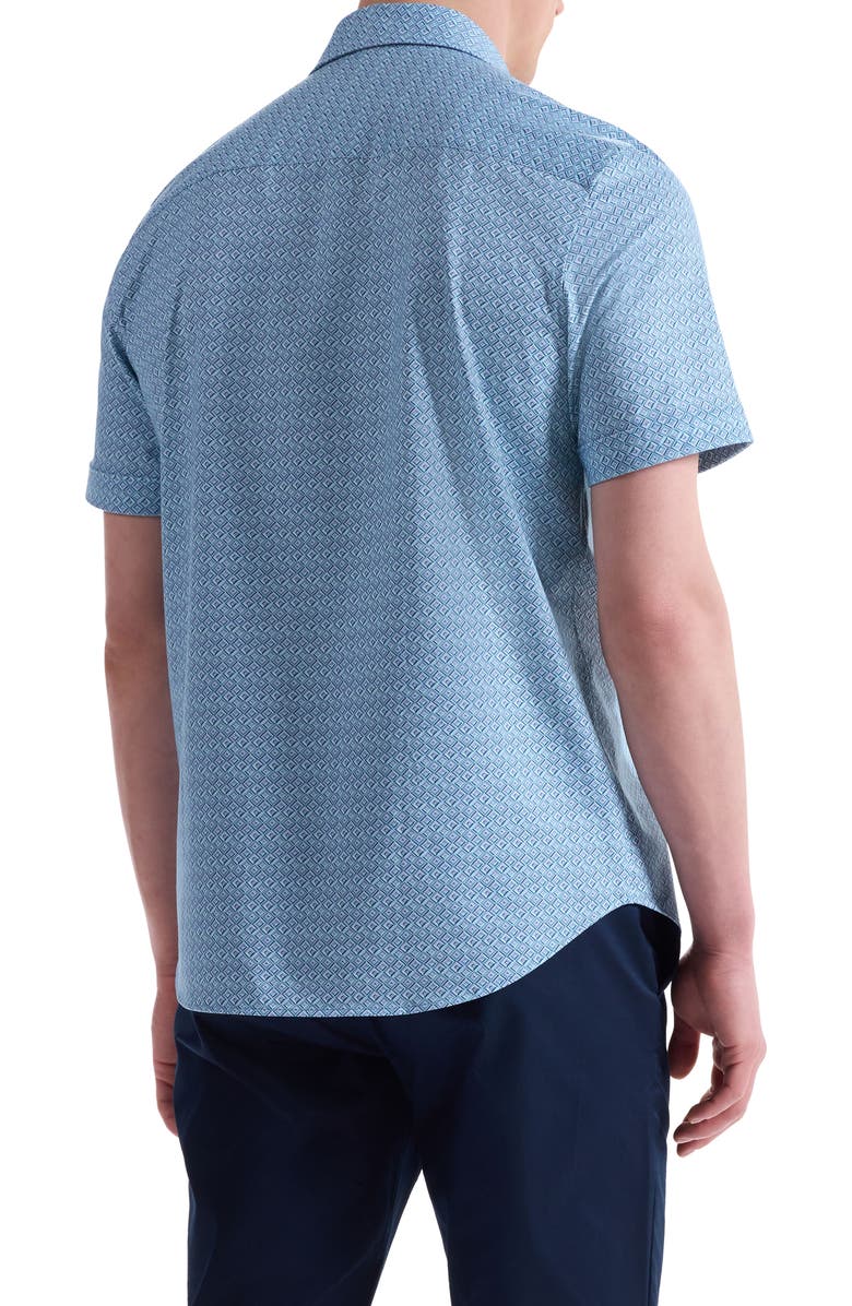 Bugatchi Miles OoohCotton<sup>®</sup> Short Sleeve Button-Up Shirt, Alternate, color, Menthol