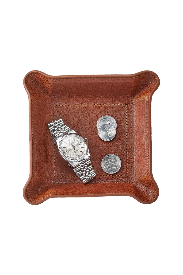 Small Leather Valet Tray, Alternate, color, Cognac