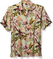 Tommy Bahama Jaded Blooms Short Sleeve Silk Button-Up Shirt