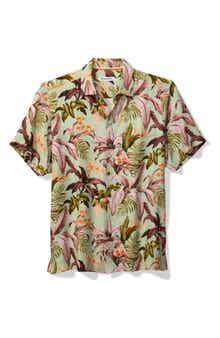 Tommy Bahama Jaded Blooms Short Sleeve Silk Button-Up Shirt