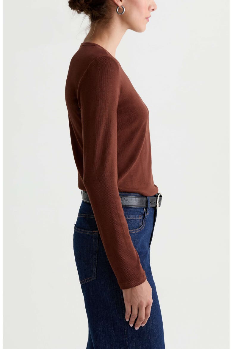 Julia Rib Long Sleeve Top, Alternate, color, CHESTNUT
