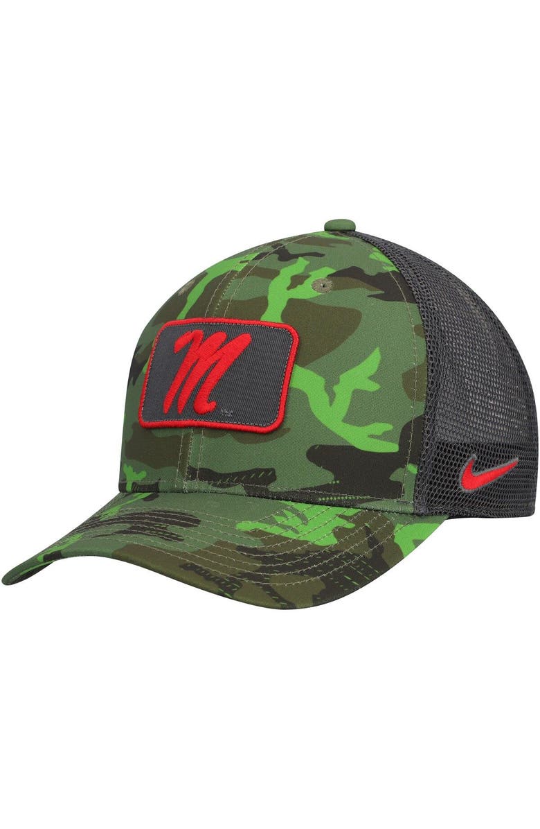 Nike Men's Nike  Camo/Black Ole Miss Rebels Classic99 Veterans Day Trucker Snapback Hat, Alternate, color, 