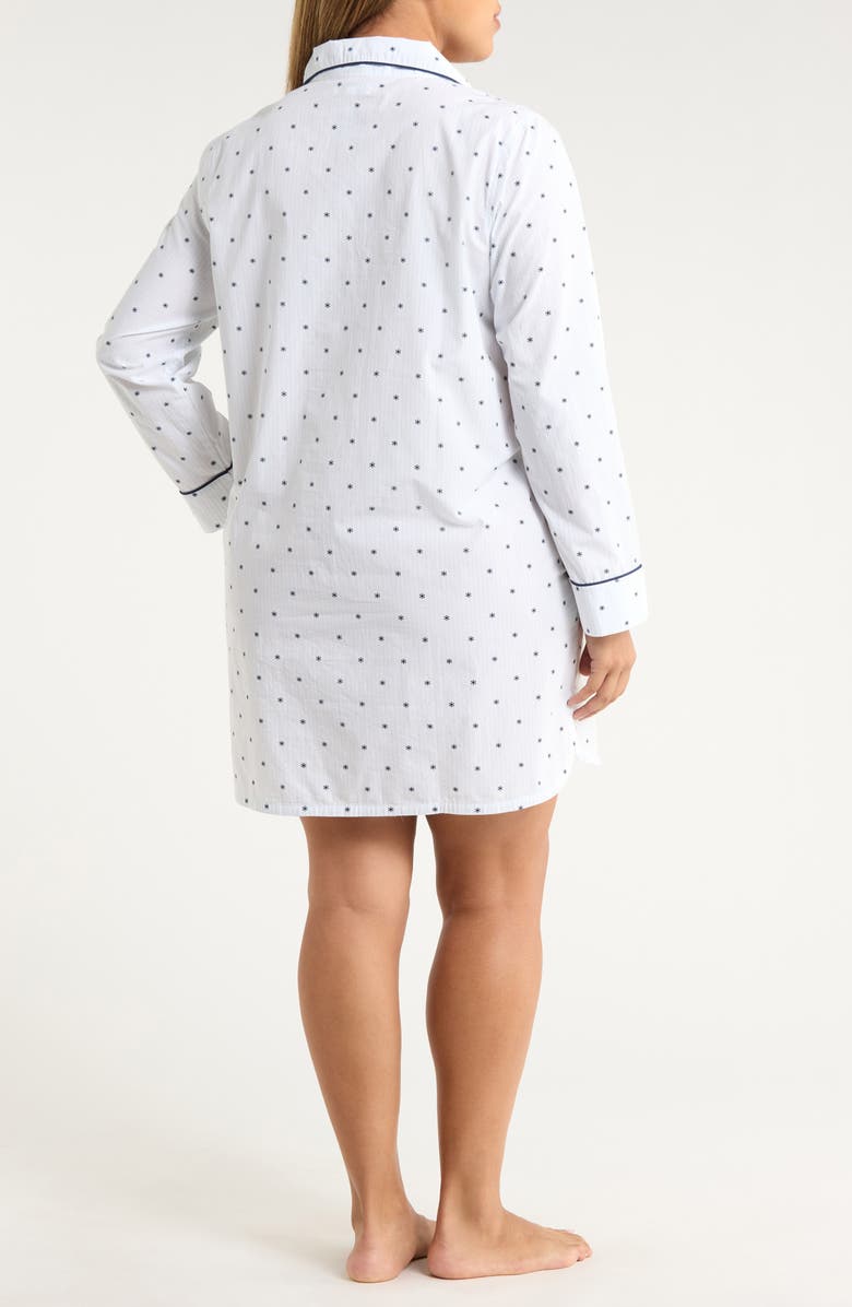 Nordstrom Classic Piped Cotton Nightshirt, Alternate, color, Blue- Navy Snowflake Stripe