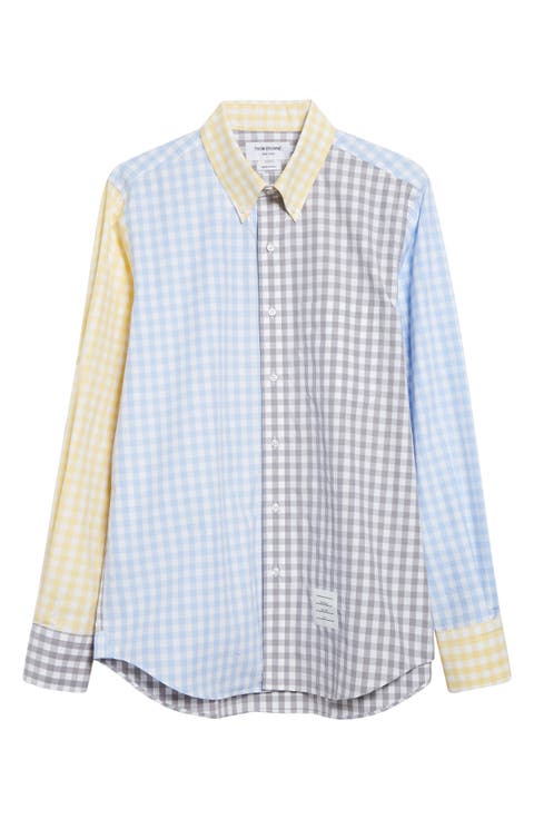 Fun-Mix Gingham Check Poplin Button-Down Shirt