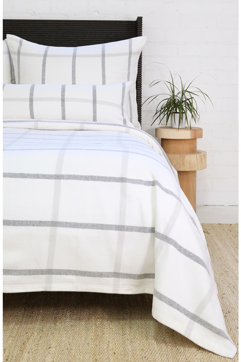 Copenhagen Windowpane Check Cotton Accent Pillow, Alternate, color, WHITE/GREY
