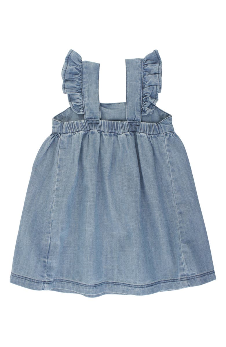 RuffleButts Flutter Sleeve Bow Dress, Alternate, color, Denim