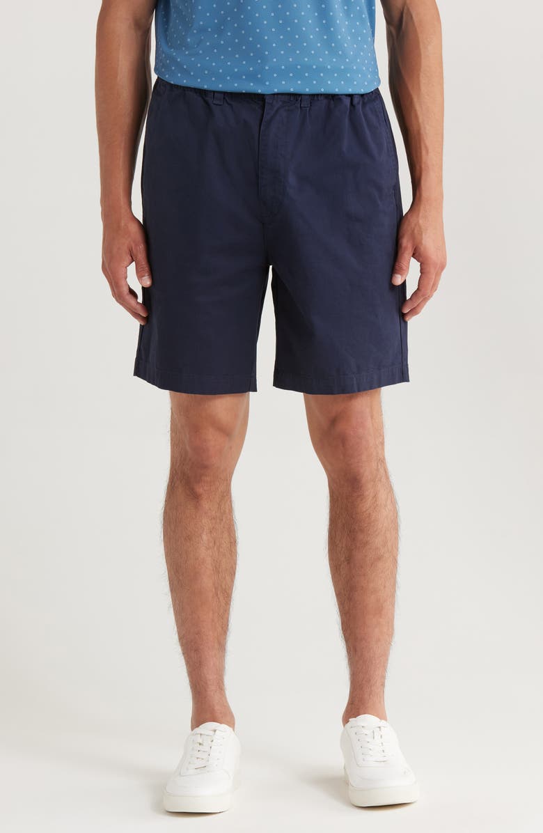Quiet Golf Monogram Stretch Cotton Twill Shorts, Main, color, Navy