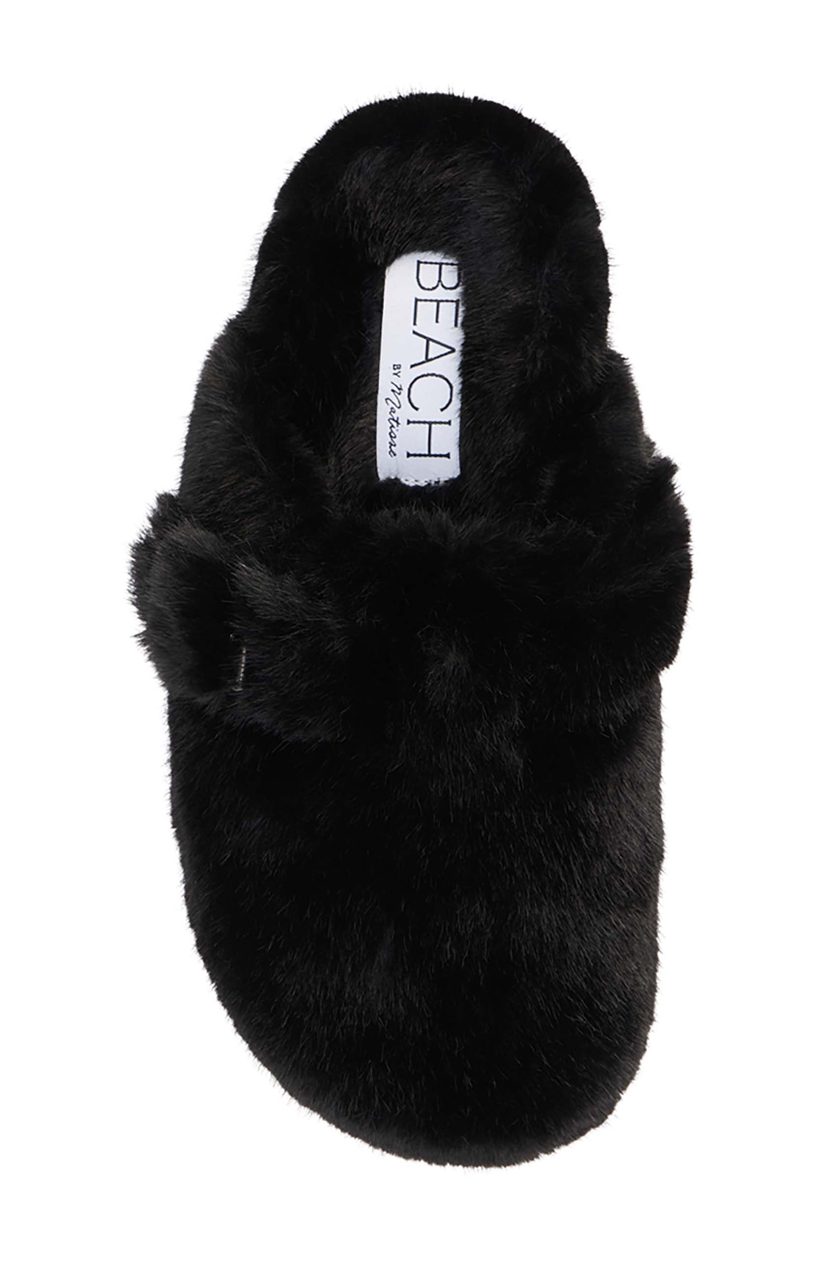 Matisse Portland Faux Fur Clog, Alternate, color, Black Faux Fur