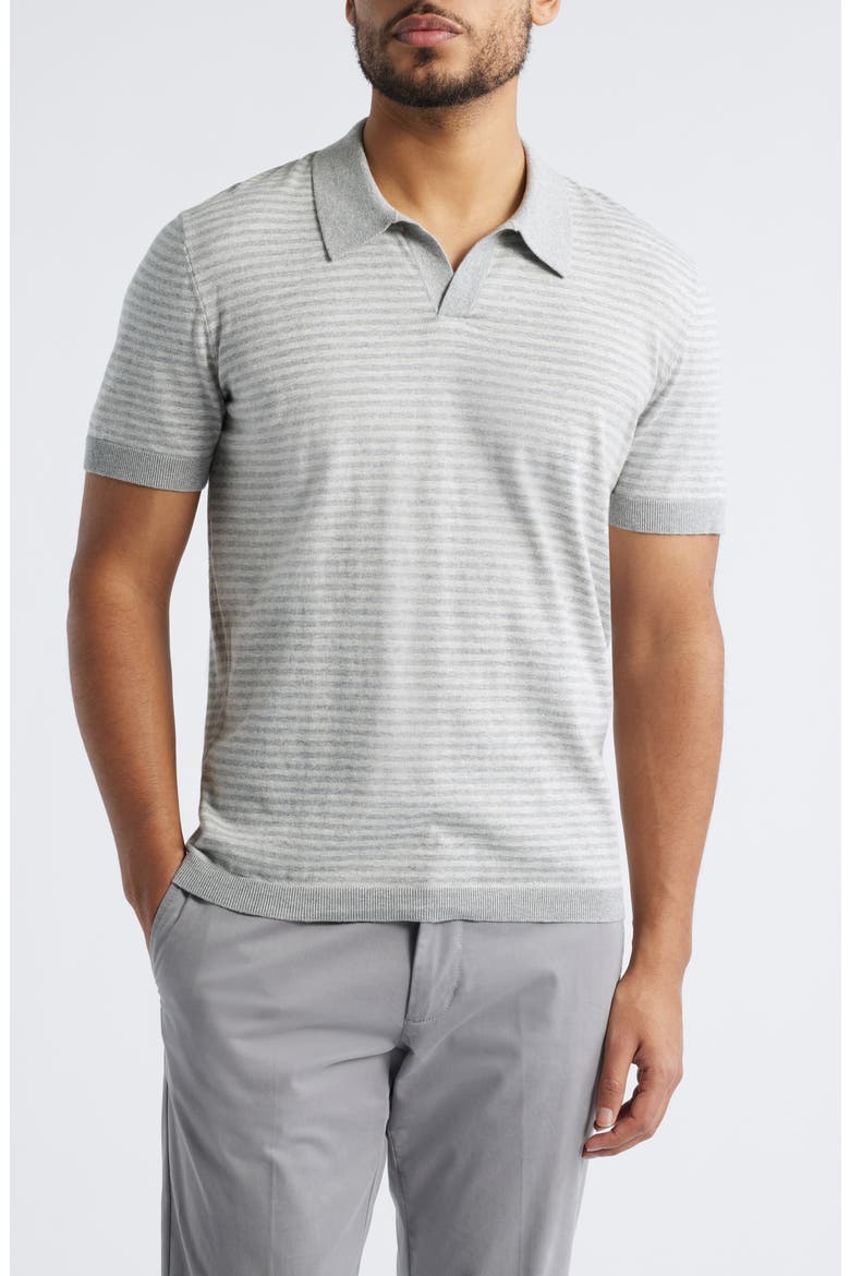 Hayden Stripe Johnny Collar Polo, Main, color, HEATHER GREY STRIPE
