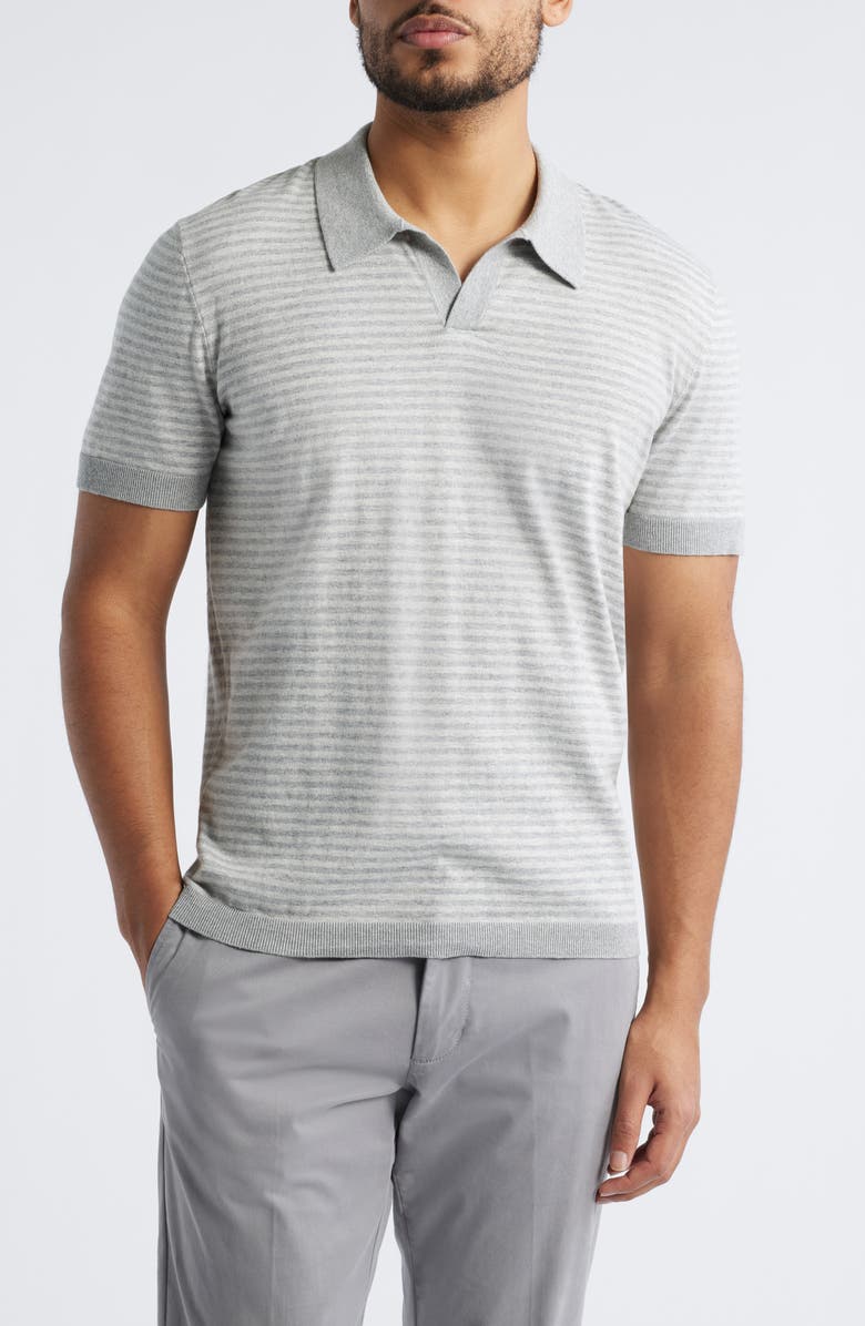 Rails Hayden Stripe Johnny Collar Polo, Main, color, Heather Grey Stripe