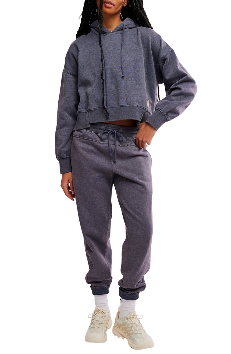 Free People FP Movement Sand Washed Undefeated Hoodie & Joggers Set, Main, color, Midnight Navy