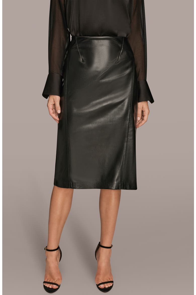 Seam Faux Leather Pencil Skirt, Main, color, BLACK