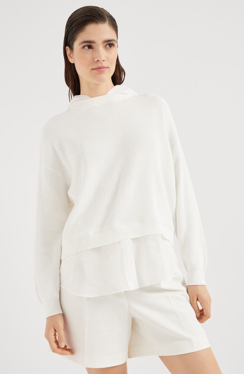 Brunello Cucinelli Faux Layered sweatshirt with monili, Alternate, color,