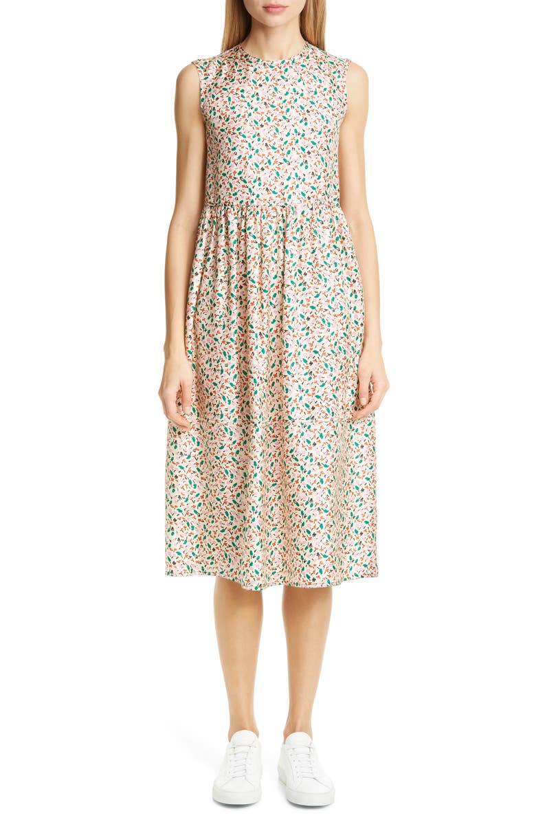 Marni Liz Floral Print Silk Twill Midi Dress, Main, color,