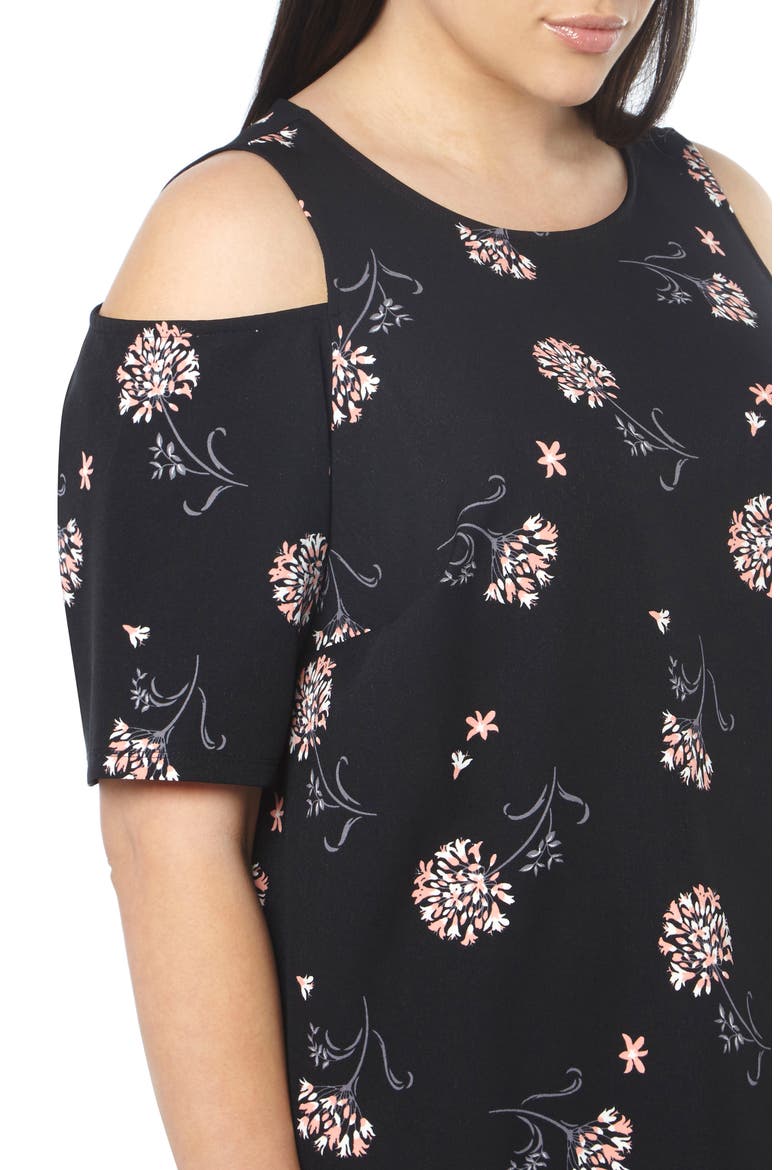 Floral Cold Shoulder Shift Dress, Alternate, color, MULTI COLOR
