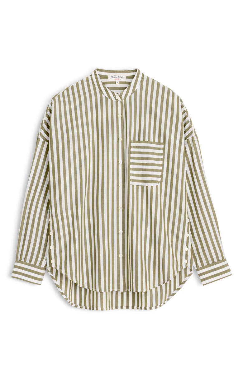 Alex Mill Mixed Stripe Band Collar Button-Up Shirt, Alternate, color,