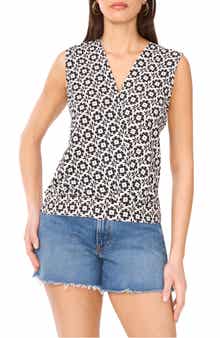 Vince Camuto Foulard Print Sleeveless Surplice Top