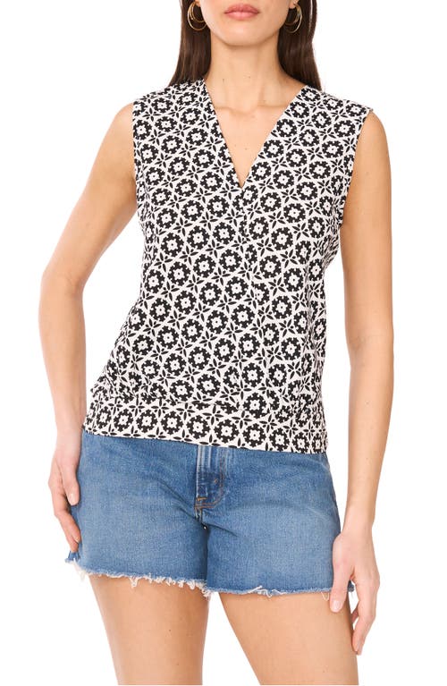 Shop Vince Camuto Foulard Print Sleeveless Surplice Top In New Ivory