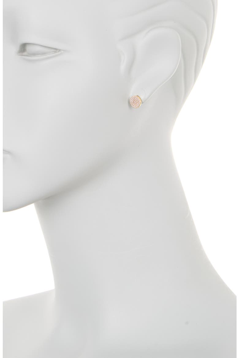 CZ Pavé Disc Stud Earrings, Alternate, color, CLEAR/ GOLD