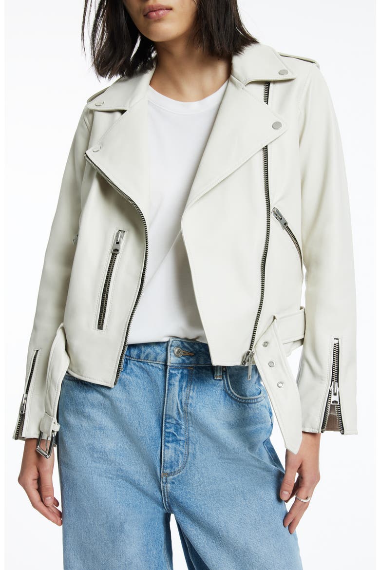 Balfern Sheepskin Leather Biker Jacket, Main, color, PAMPAS WHITE