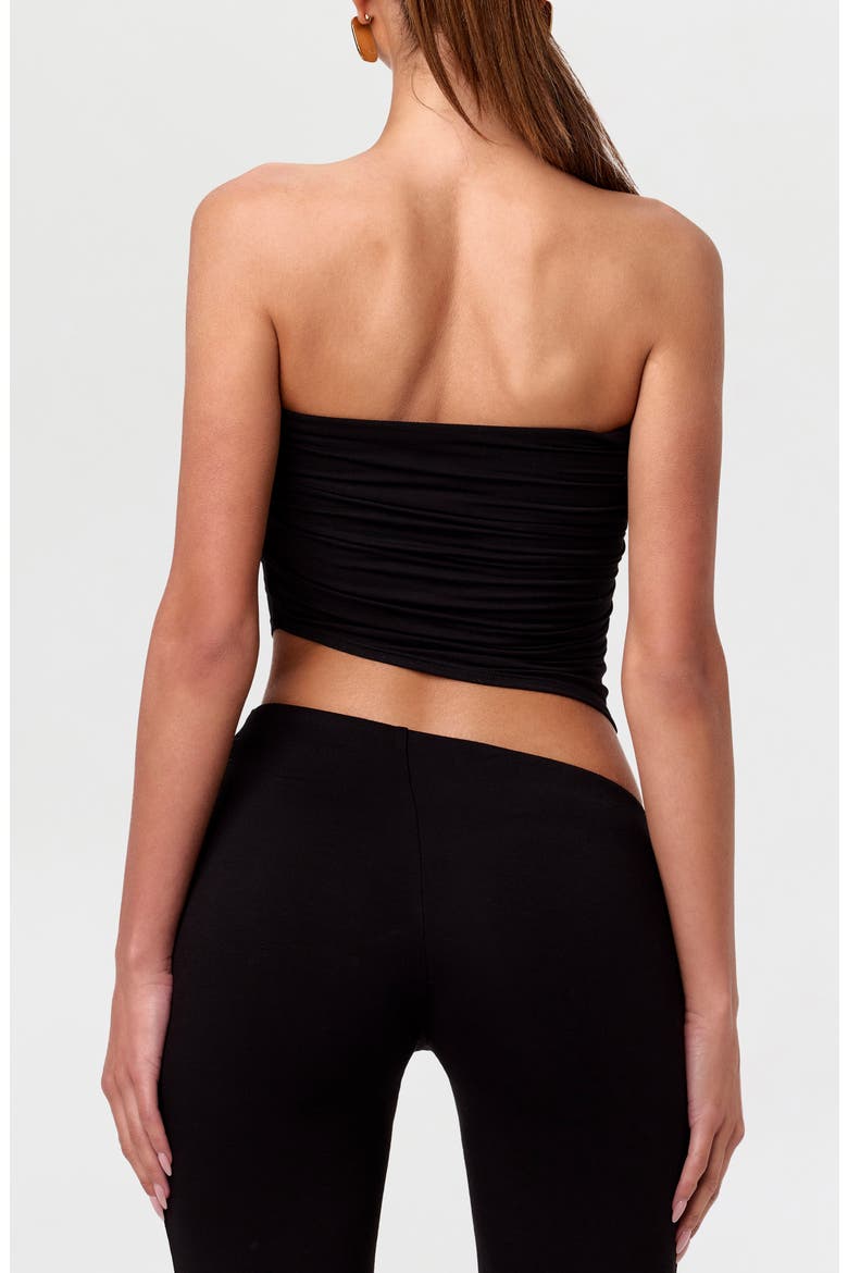 Strapless Asymmetric Hem Tube Top, Alternate, color, BLACK