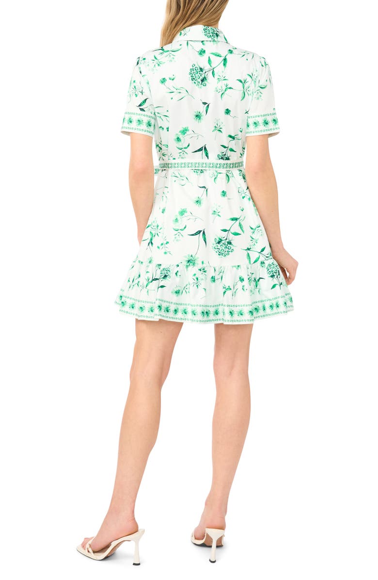 CeCe Floral Stretch Cotton Mini Shirtdress, Alternate, color, Vibrant Kelly