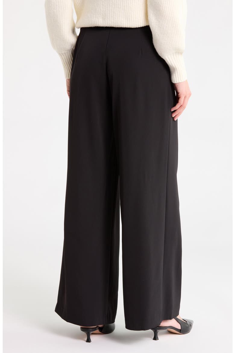 Pleated High Waist Wide Leg Pants, Alternate, color, BLACK