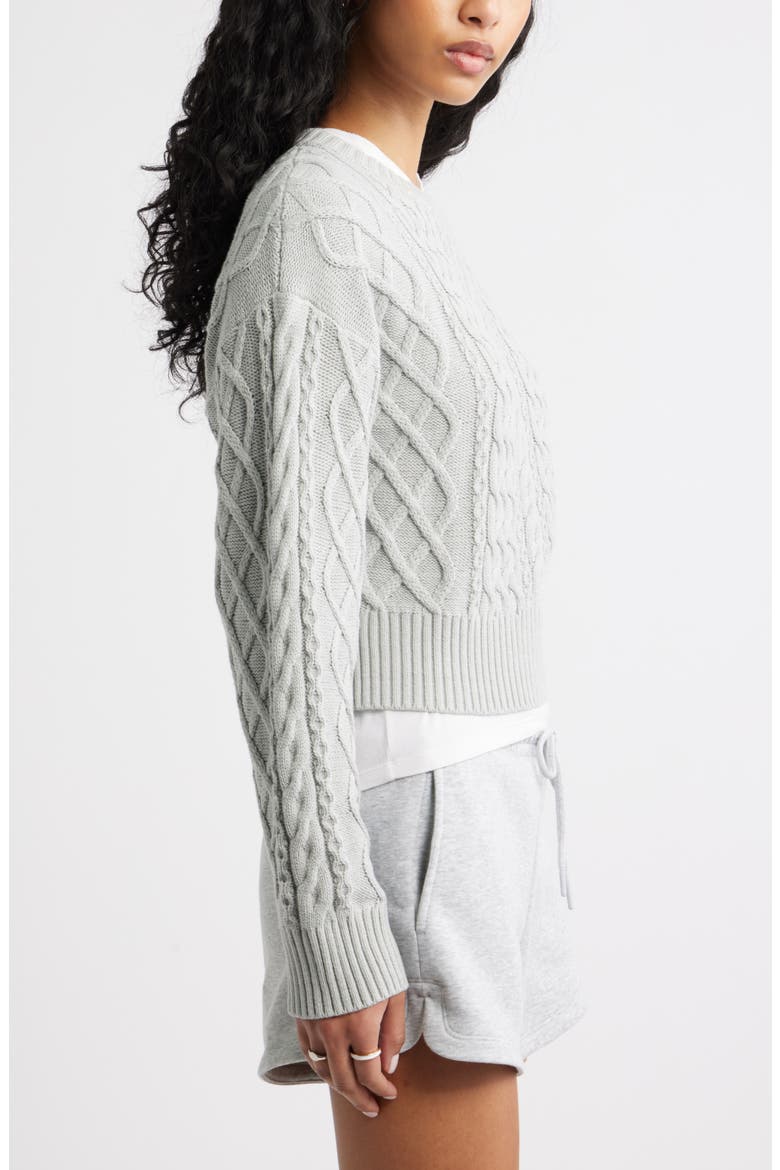 Cable Pullover Sweater, Alternate, color, GREY HEATHER